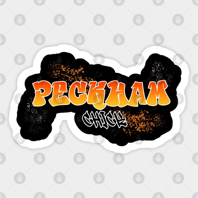 Peckham Chick I Graffiti Design I Neon Colors I Orange and Red Sticker by EverYouNique